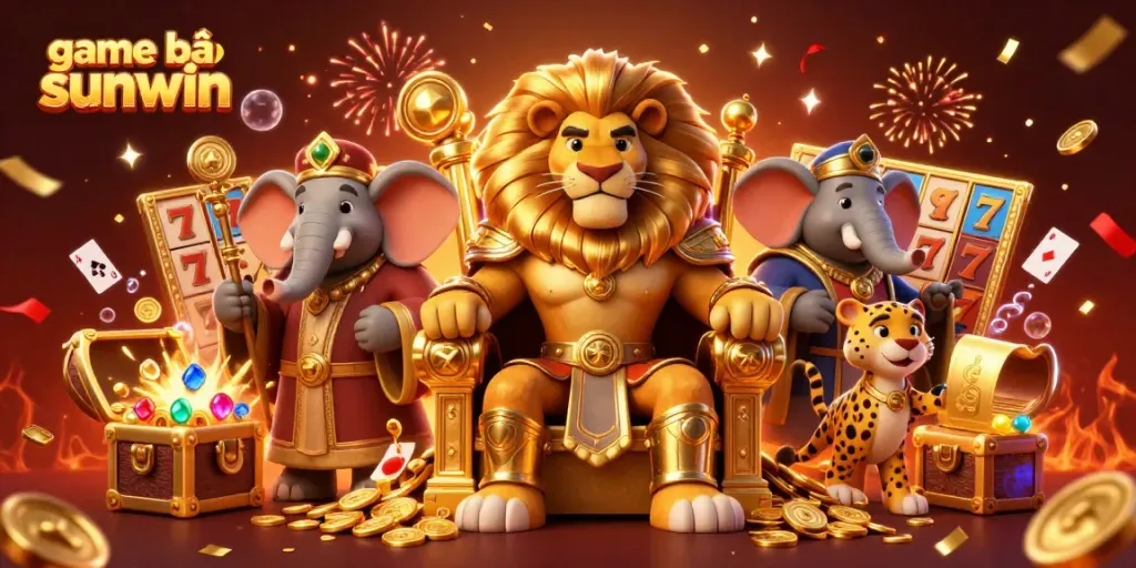 Engage in thrilling gameplay at game bài sunwin with a lion king and casino elements.