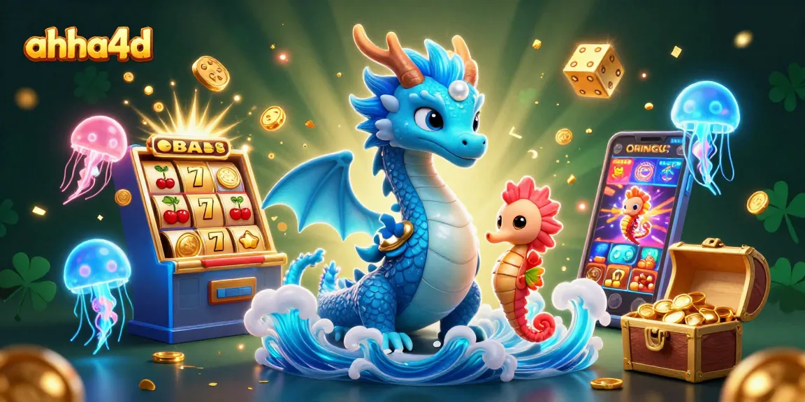 Spin to win with AHHA4D's vibrant 3D slot scene showcasing thrilling games and jackpot excitement.