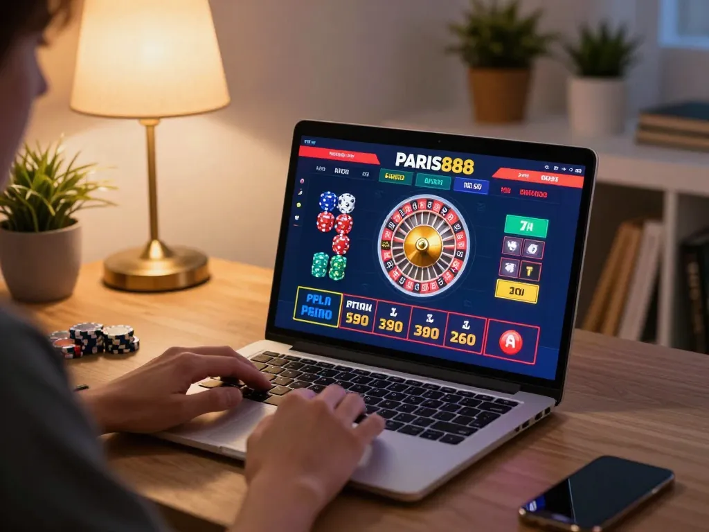 Pengalaman bermain Paris888 secara online yang menarik menampilkan permainan roulette dan taruhan strategis.