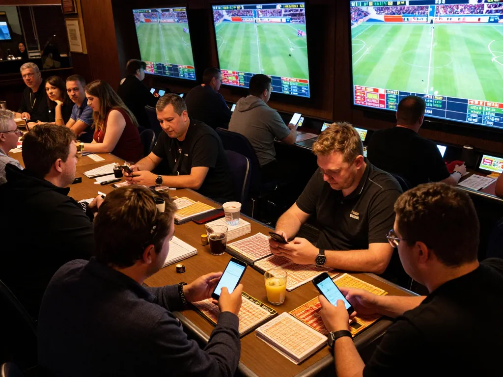 Kuwin bettors analyzing live sports to strategize their wagers in a vibrant sportsbook environment.