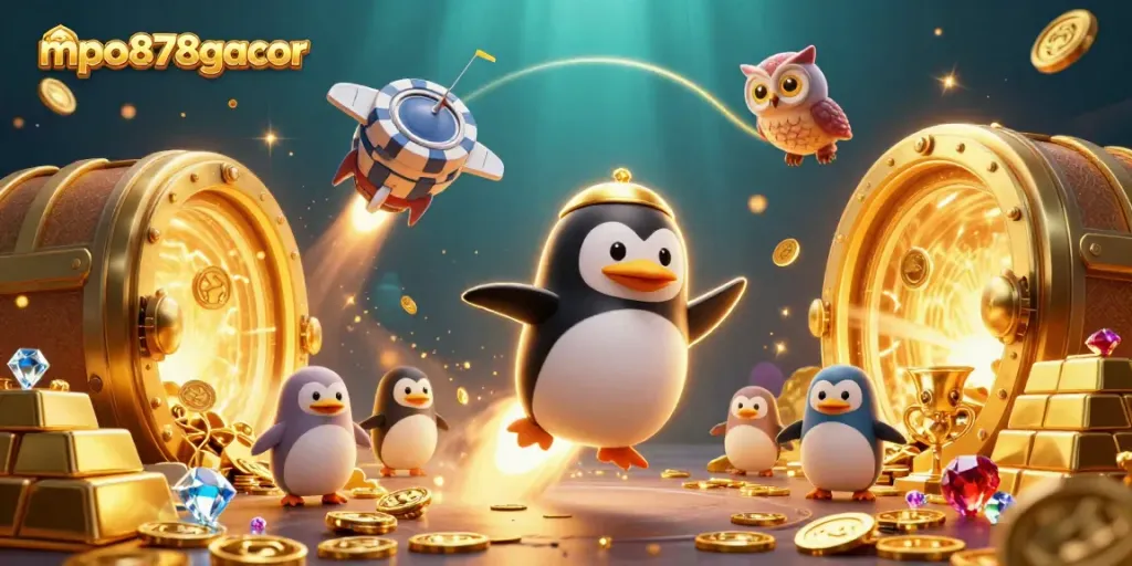 Mainkan mpo878gacor dengan penguin emas terbang menuju stasiun kasino penuh harta.
