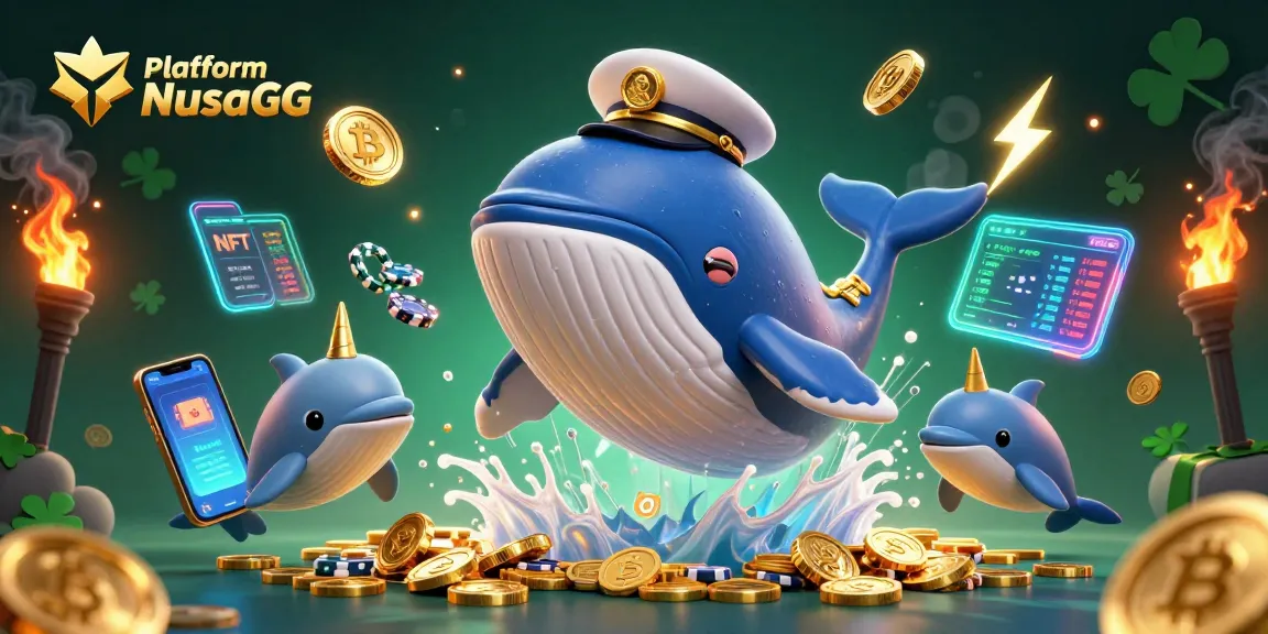 Experience winnings with platform NusaGG's vibrant 3D underwater casino illustration.