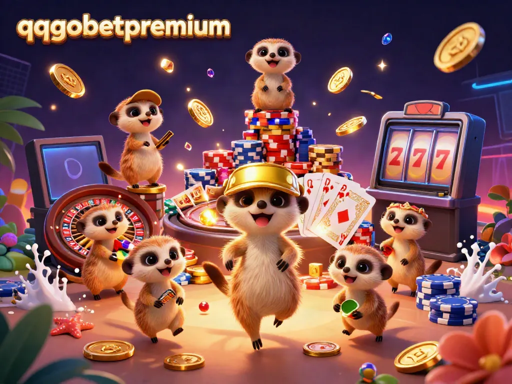 Experience thrilling gameplay at qqgobetpremium with meerkats in a vibrant casino setting.