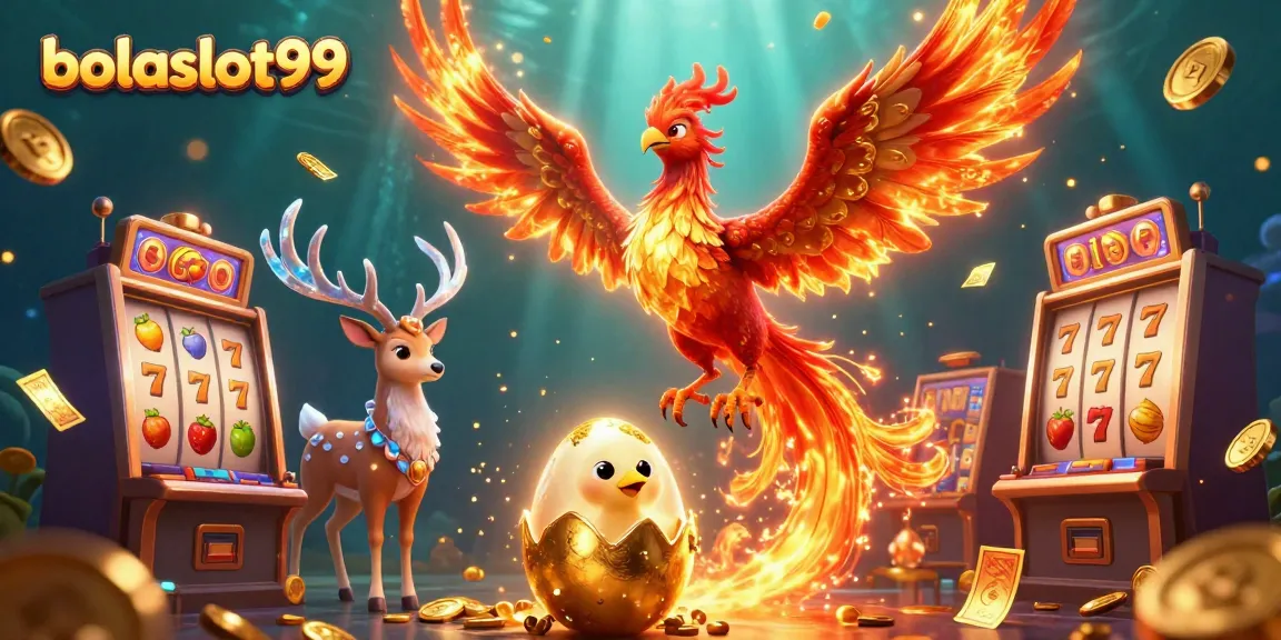 Engage with bolaslot99's thrilling slot games featuring a phoenix and gold coins.