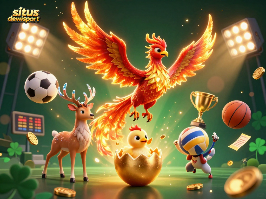 Experience the thrill of situs dewisport with a vibrant 3D casino scene featuring dynamic sports elements.