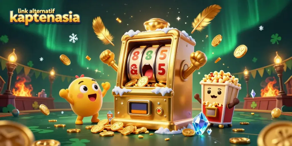 Mesin slot meriah saat merayakan jackpot dengan koin mengalir, link alternatif kaptenasia dalam konteks kasino