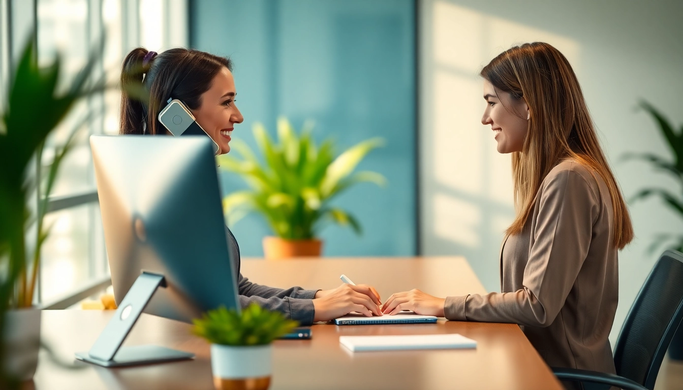 Engaging AI Receptionist assisting a client, showcasing efficiency and professionalism.