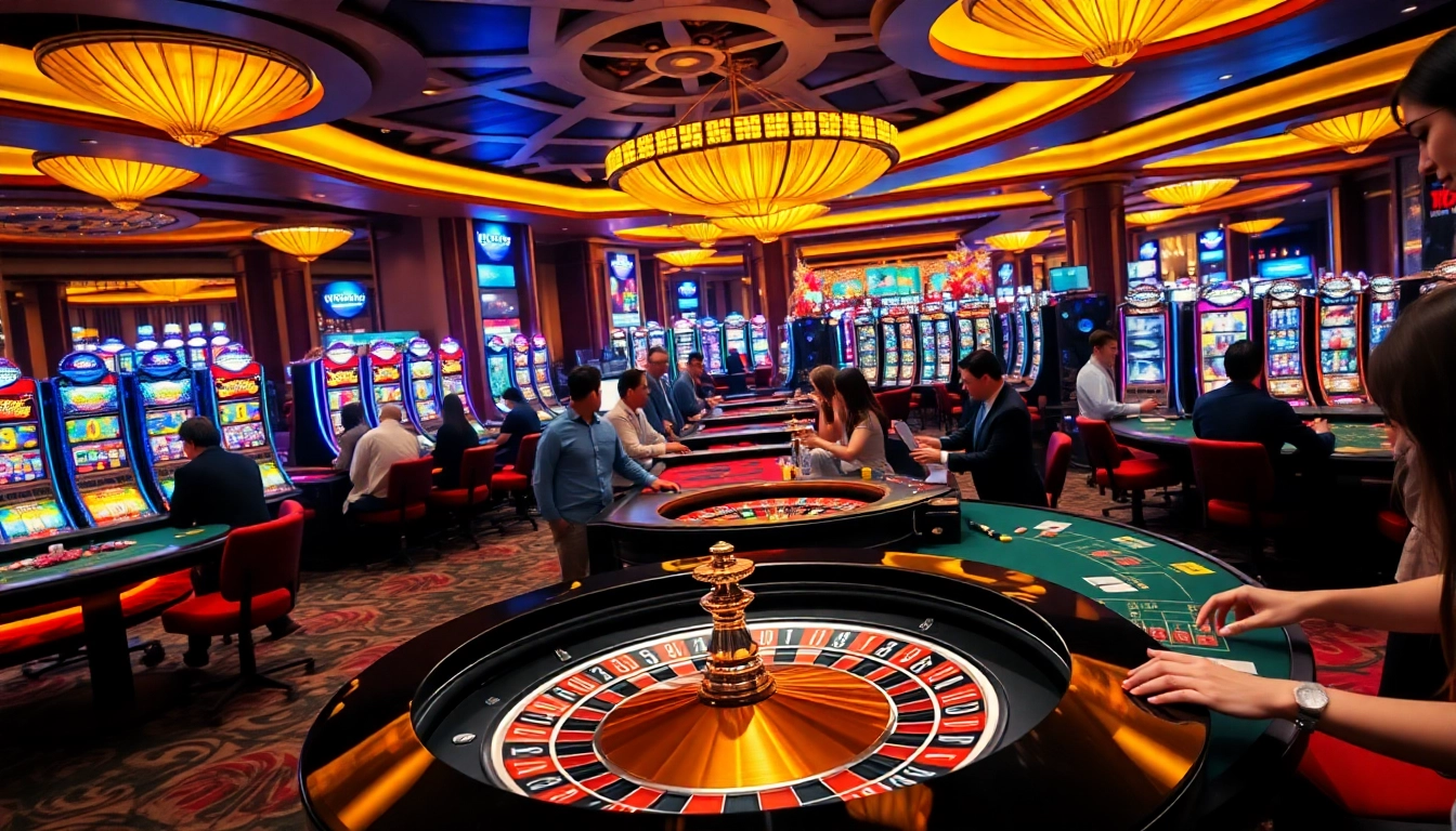 Sv66 nhà cái offers a spectacular casino atmosphere with players enjoying vibrant games and betting excitement.