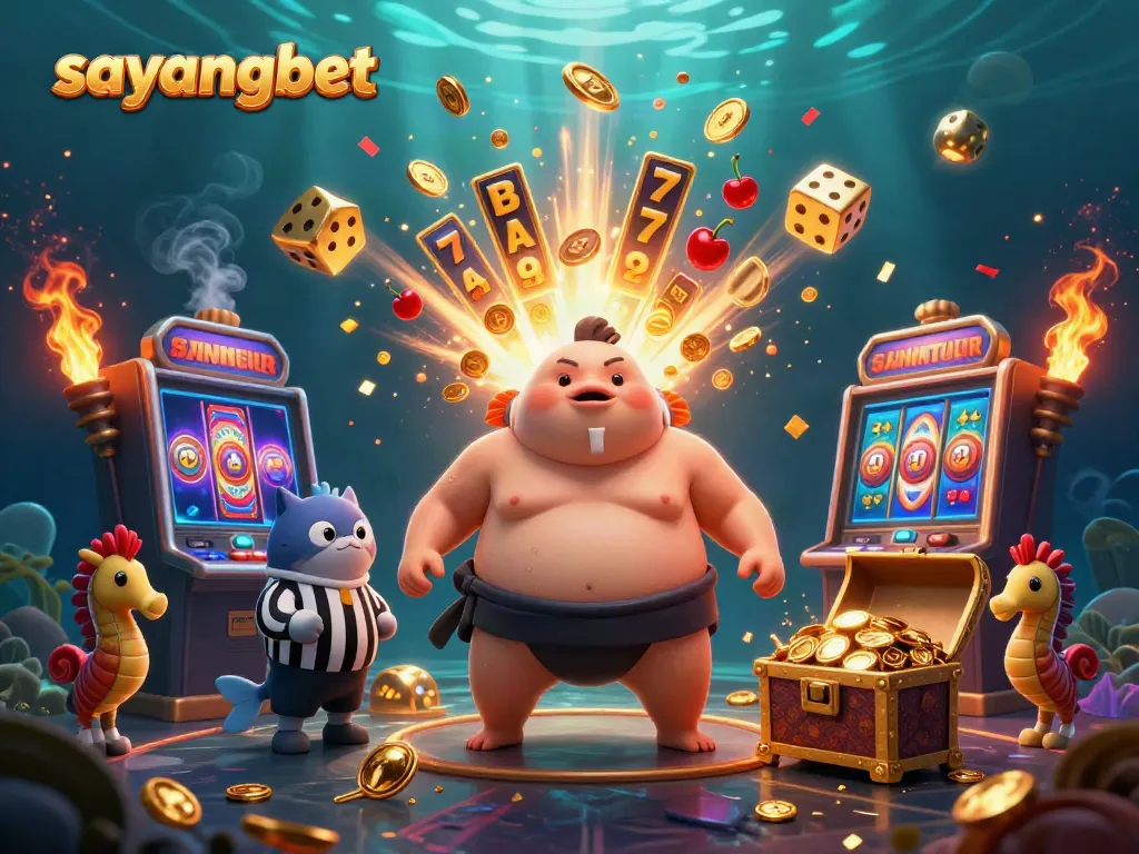 Experience sayangbet thrills with a fugu in a sumo belt, epic jackpots, and a vibrant casino scene.