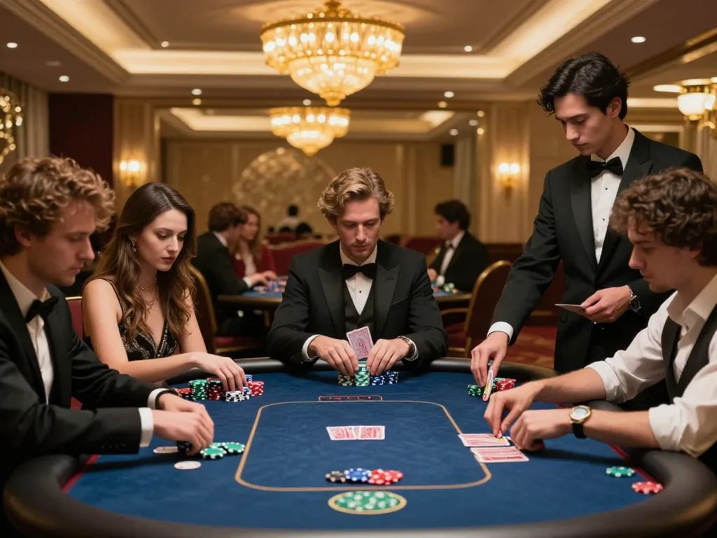 tr88 players engaging in high-stakes poker at an elegant casino table
