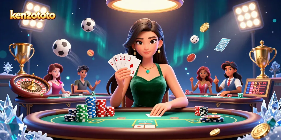 Experience kenzototo with dynamic poker action, vibrant elements, and high-stakes energy in this 3D illustration.