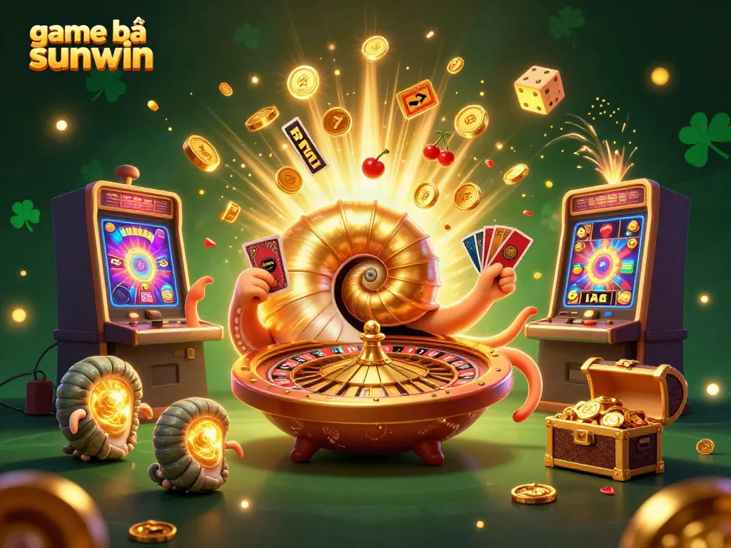 Engage in thrilling game bài sunwin with a vibrant 3D illustration of casino excitement, featuring unique characters and rich visuals.