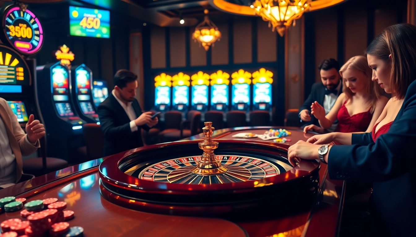 Players enjoying a thrilling game of roulette at https://m98.uno/, showcasing vibrant chips and excitement.