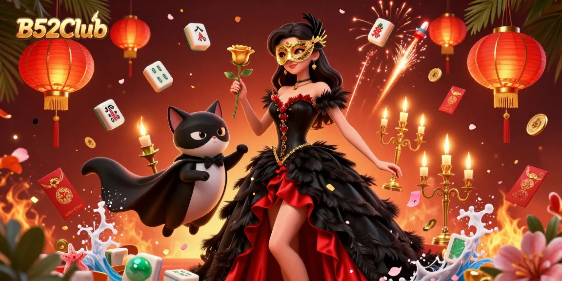 B52Club players enjoying an immersive gaming environment with vibrant casino elements in a captivating scene.