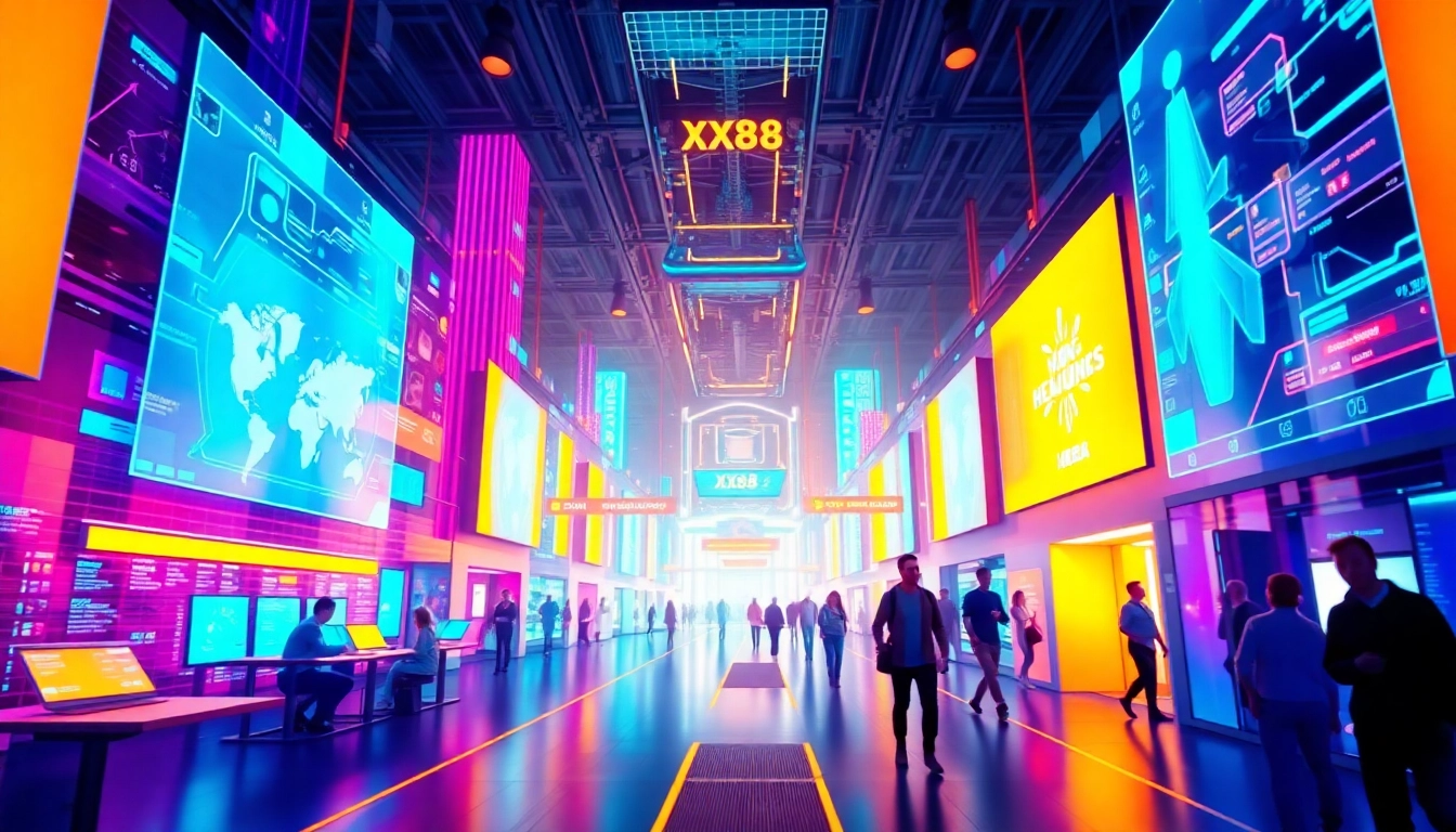 Vibrant digital landscape depicting the XX88 theme with futuristic technology and energy.