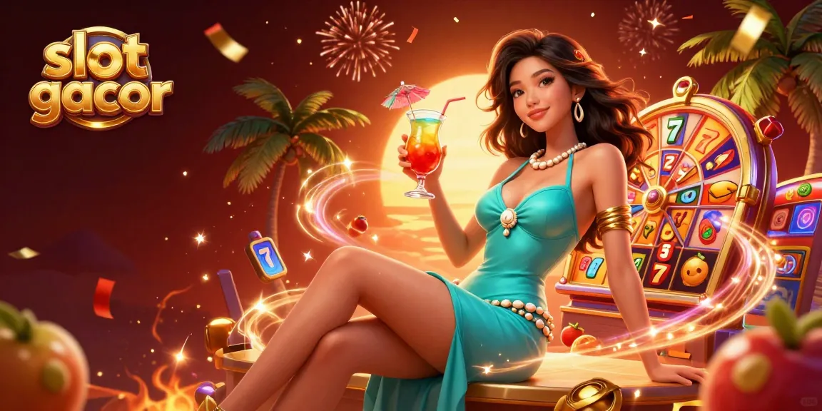 Experience thrilling slot gacor gameplay with vibrant characters and festive casino elements.