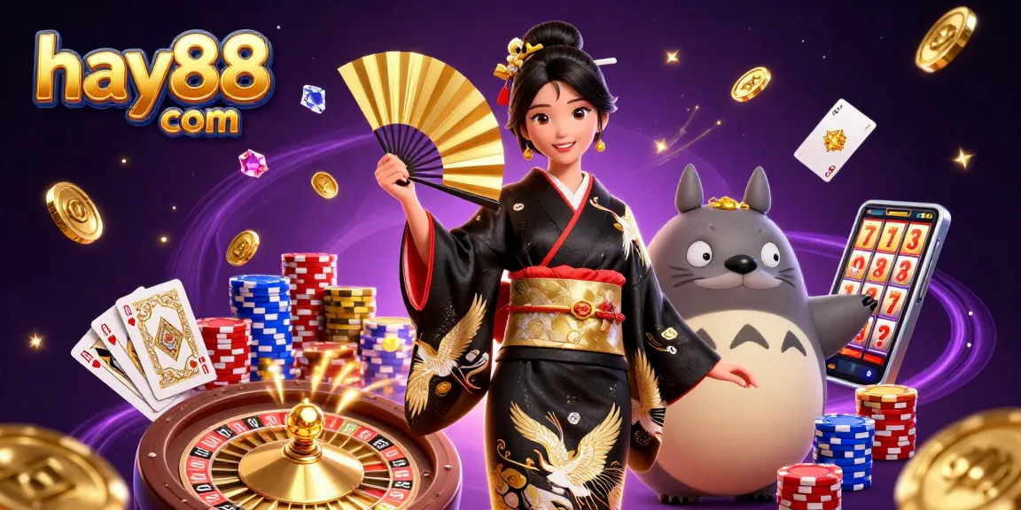 Experience vibrant action at hay88 com with a dynamic 3D casino scene featuring traditional themes and games.