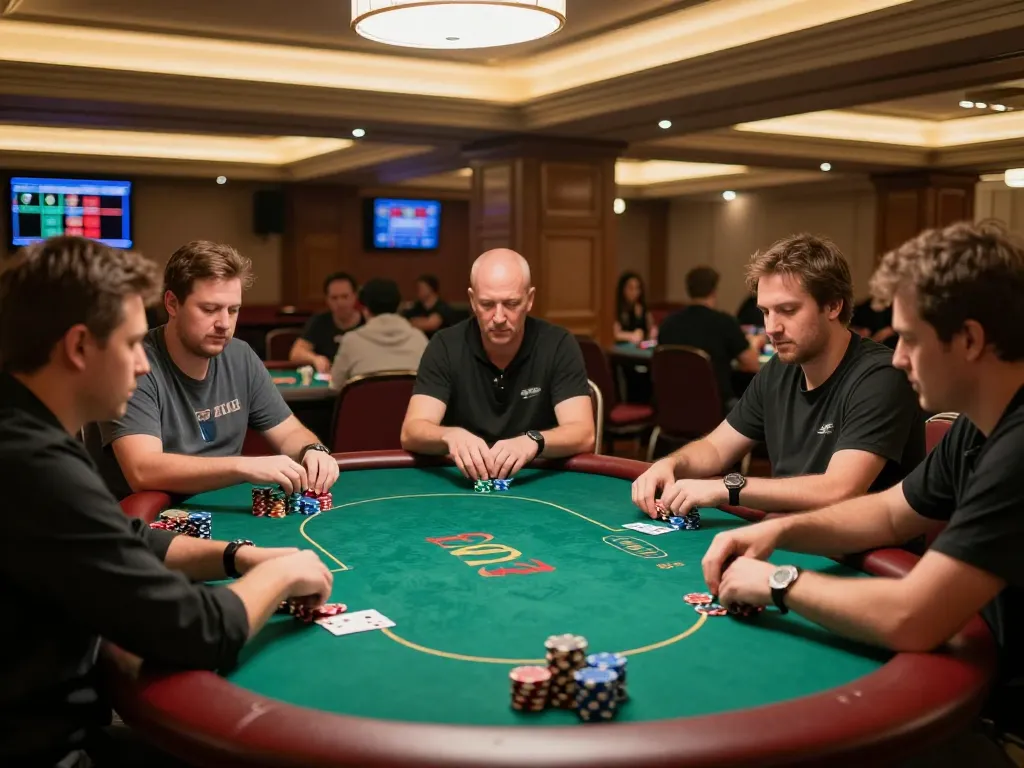 UGDEWA players engaged in high-stakes poker game, showcasing strategy and excitement