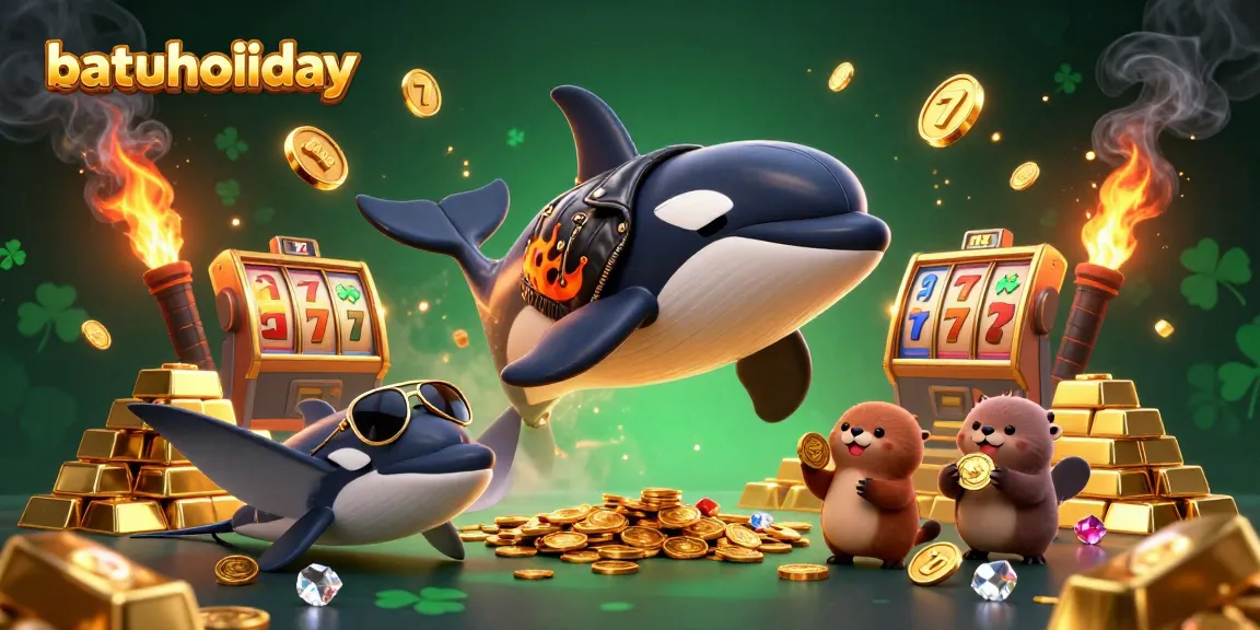 Experience winning moments with batuholiday's vibrant casino scene featuring 3D characters and treasures.