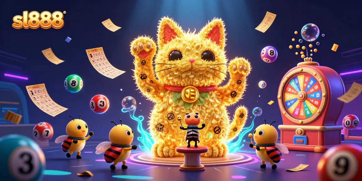 Engage in thrilling gameplay at sl888 with vibrant casino elements and a lucky cat.