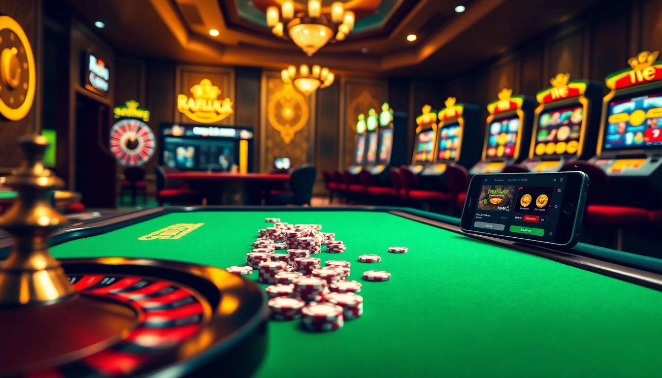 Engaging scene showcasing Rajaluck Login with vibrant casino elements for online gambling enthusiasts