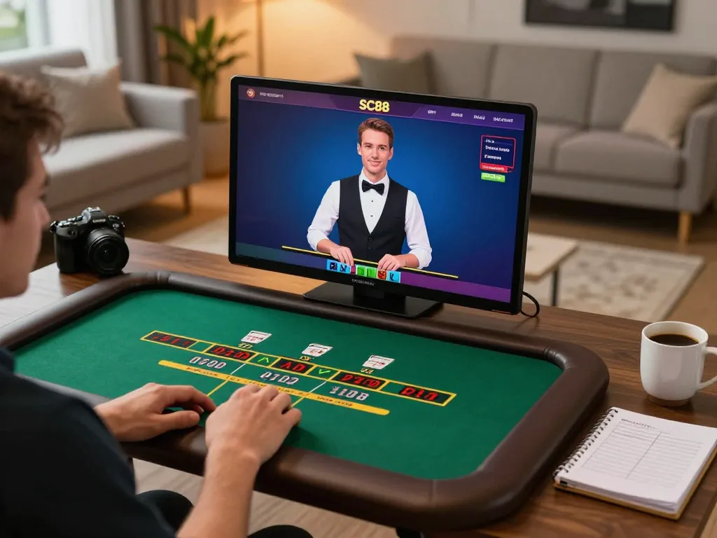 Player engaging in Power Blackjack at SC88 online casino, showcasing a live dealer game experience.