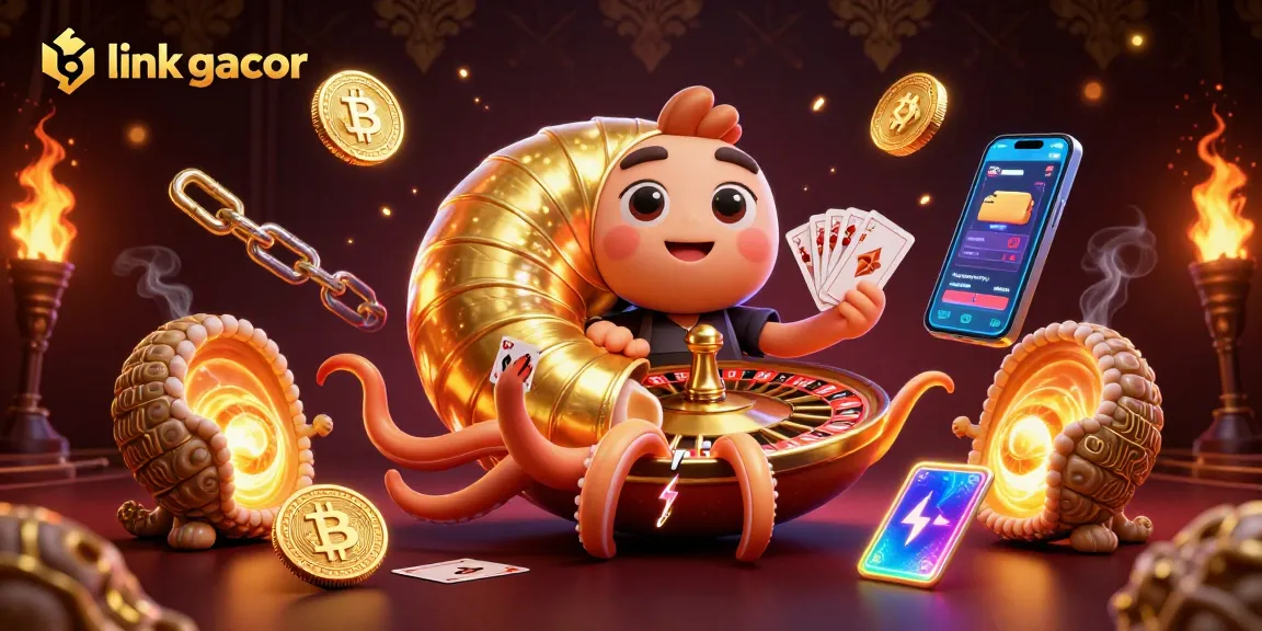 Play "link gacor" slots in an exciting 3D casino featuring glowing coins and ancient elements.