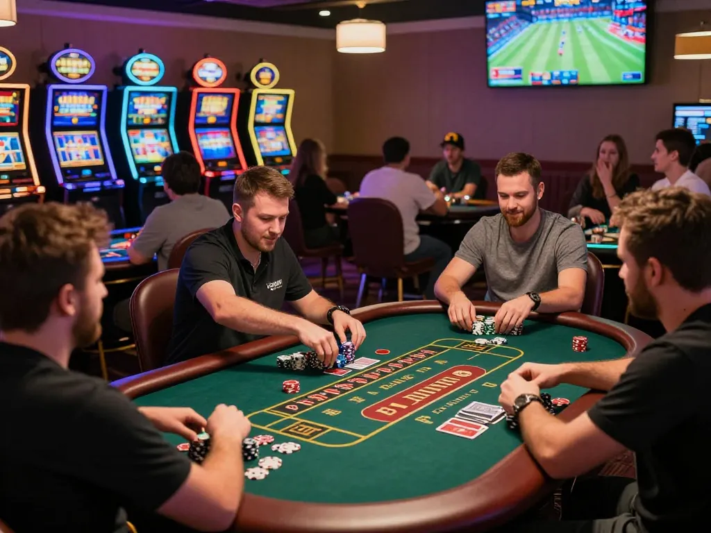 Live gaming action at https://79kingg.us/ showcasing poker, roulette, and sports betting in a vibrant atmosphere.
