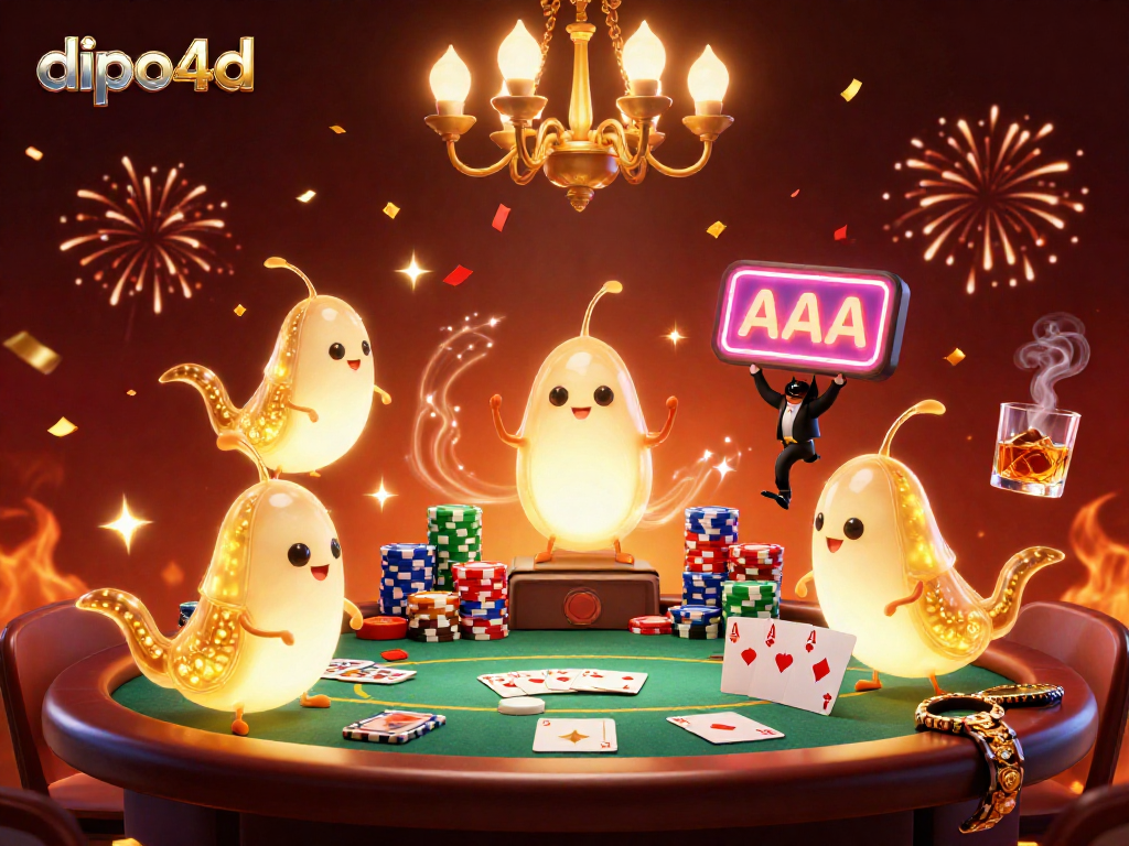 Engage with the vibrant world of dipo4d, illuminated by glowworms in a lively casino scene.