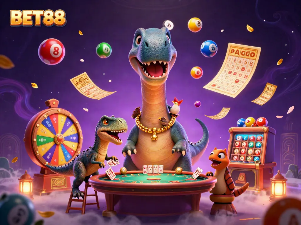 Experience the vibrant action at BET88's casino with dynamic characters and colorful elements.