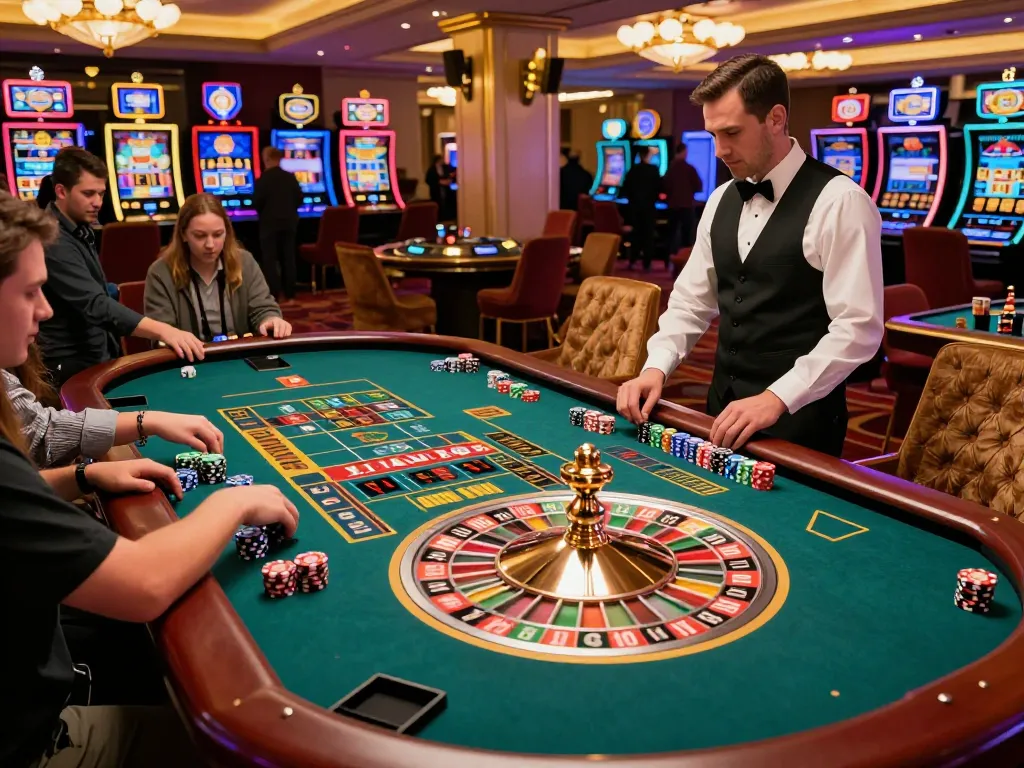 Experience thrilling roulette gameplay at LGOGOAL amidst vibrant casino atmosphere.
