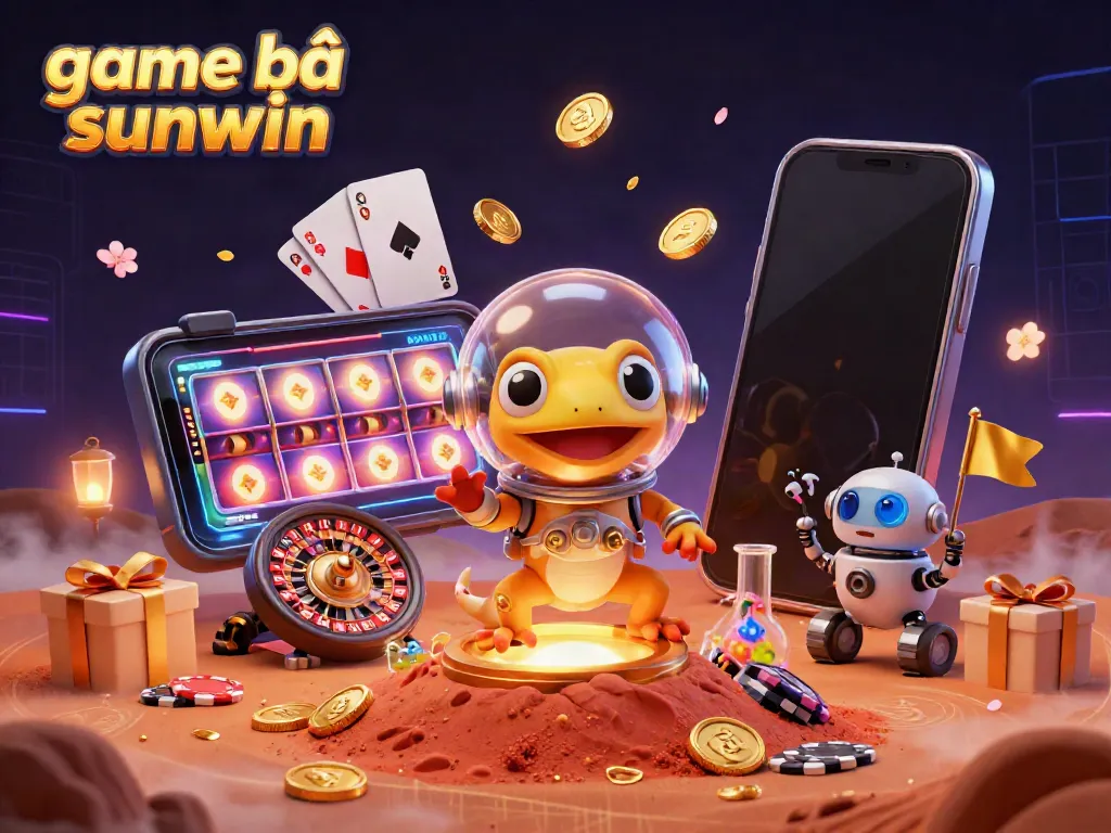 Play exciting game bài sunwin in a vibrant, immersive 3D fantasy casino landscape featuring alien elements.