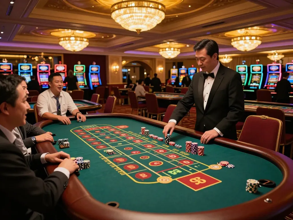 Players engaging in roulette at a hubet casino, showcasing strategic betting and excitement