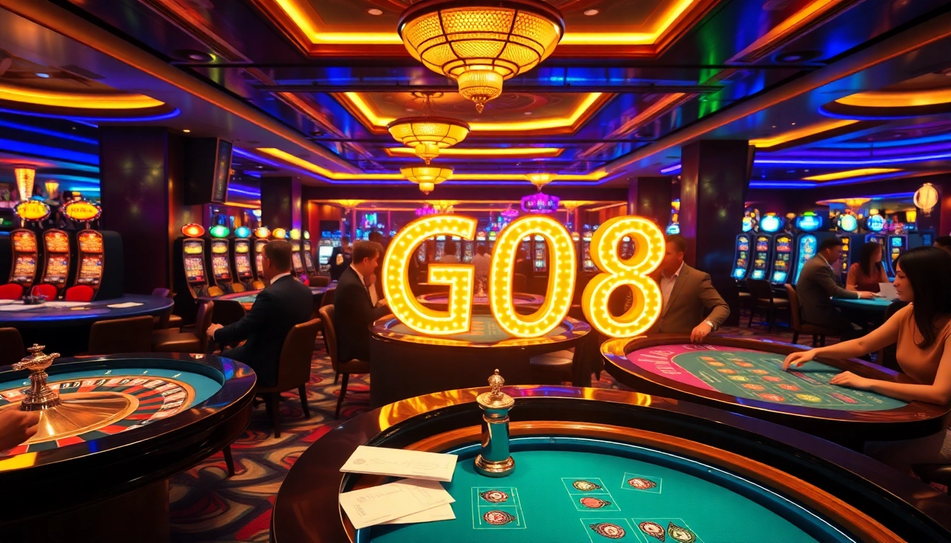 Engaged players experiencing the excitement of GO8 casino gaming with vibrant tables and chips.