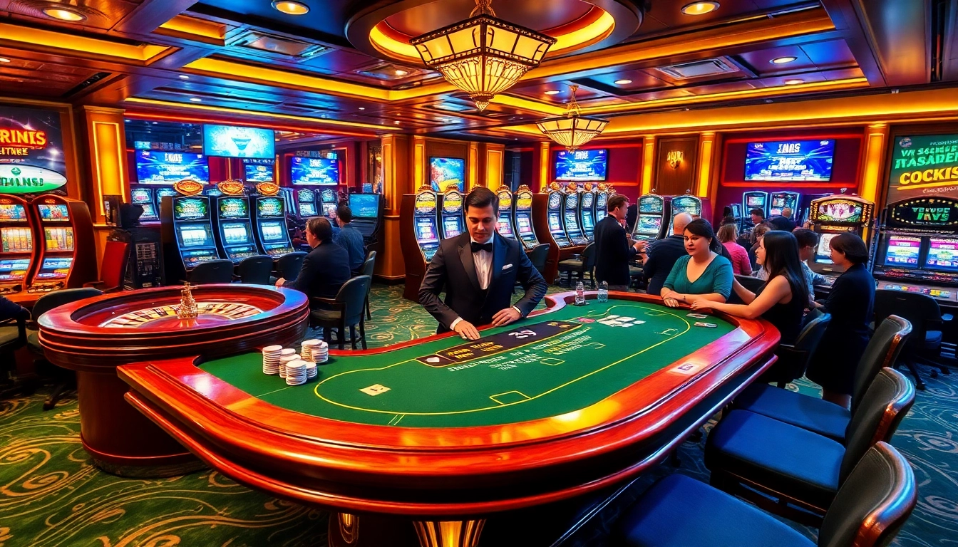 Players enjoying a thrilling game at the Luckywin army casino with vibrant tables and engaging atmosphere.