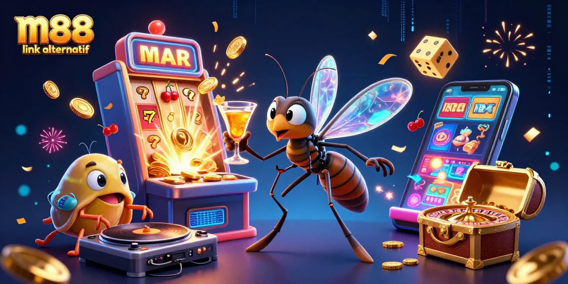 Experience excitement with m88 link alternatif as a frozen mosquito mascot comes to life in a vibrant casino setting.