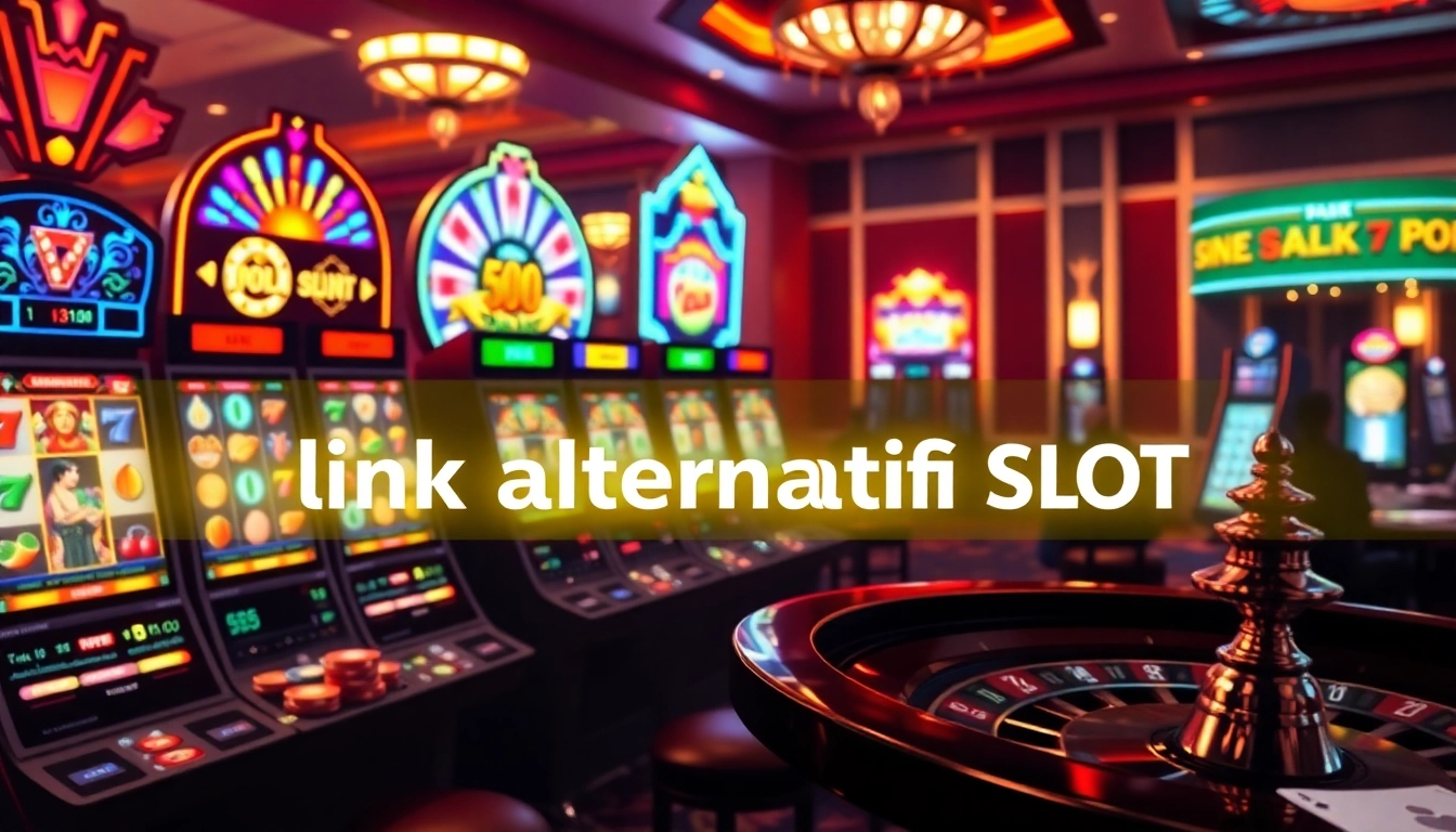 Engaging scene featuring 'link alternatif slot' with vibrant slot machines and casino elements.