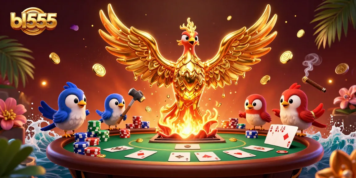 Engage with bl555 at the poker table with molten phoenix and vibrant game elements in a dynamic casino scene.