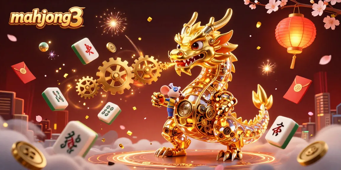 Engage with mahjong 3 while enjoying vibrant 3D illustrations featuring golden dragon mechanics in a casino setting.