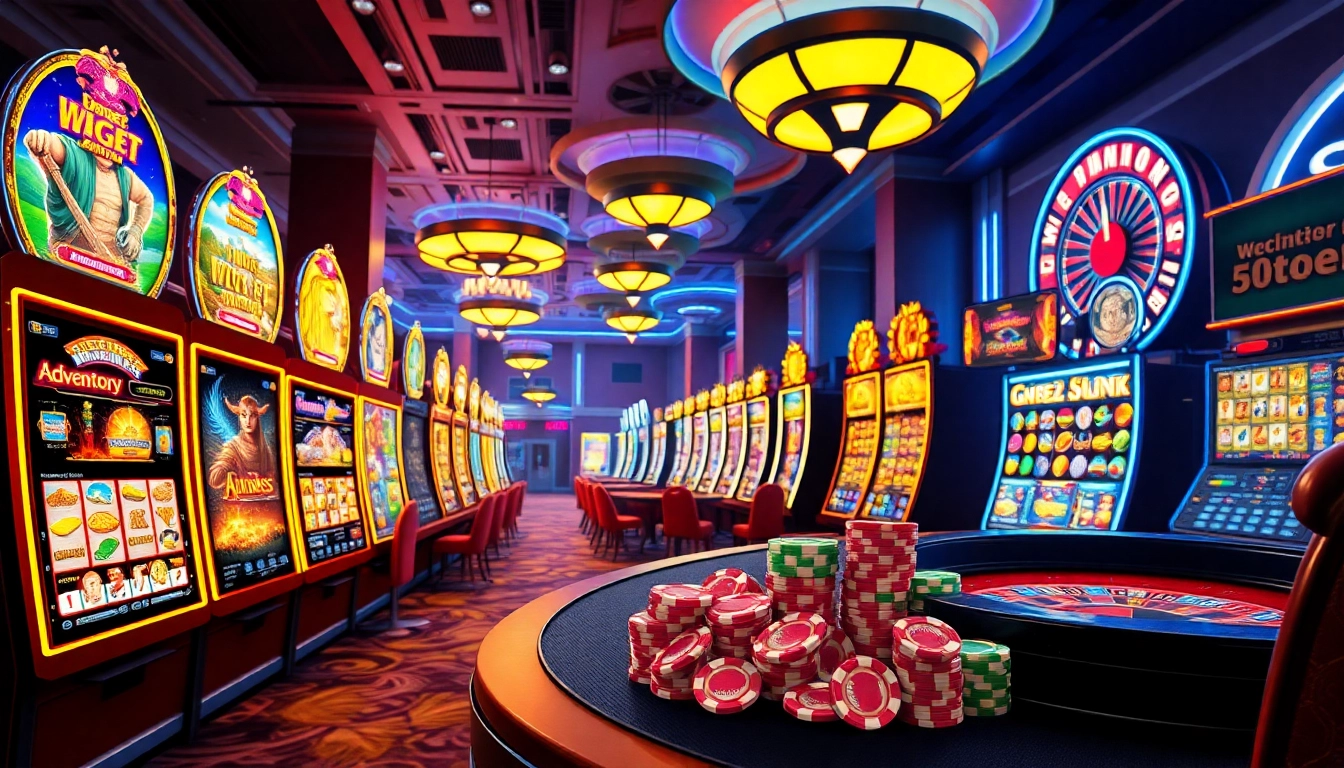 Experience the thrill of slot demo gameplay with exciting casino elements and vibrant slot machines.
