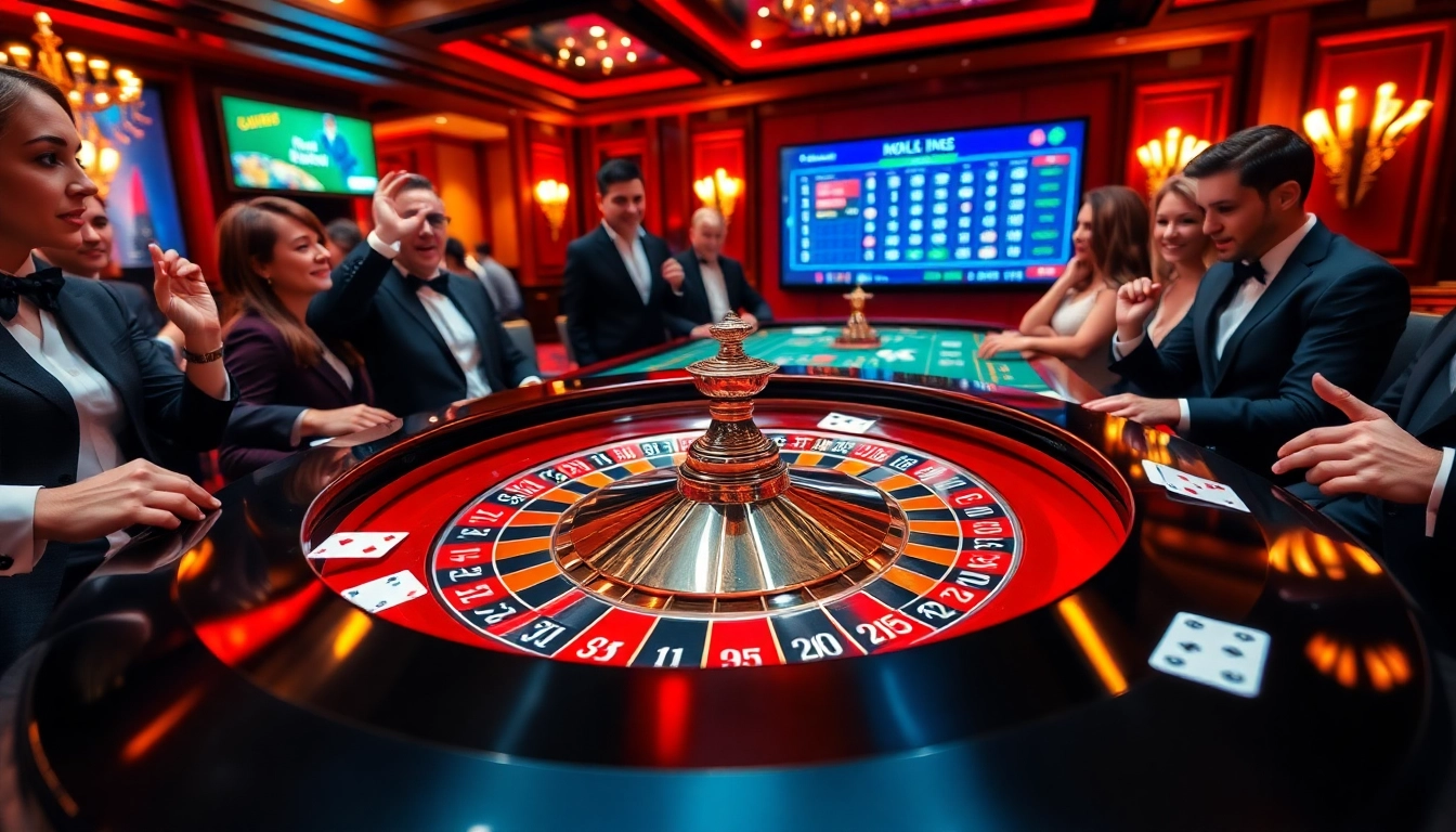 Engaging players at a luxurious casino table representing https://tg88.sale/ with chips and cards.