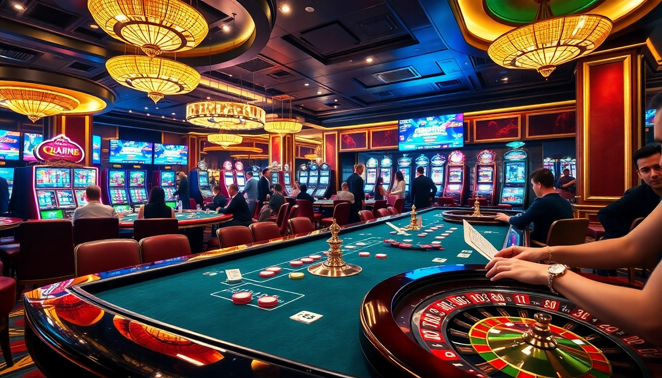 Engage with S8's vibrant casino scene featuring poker tables, roulette wheels, and excited players.