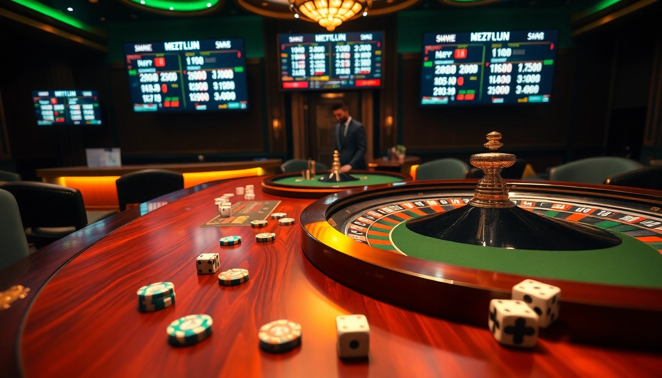 Winning at tỷ lệ nhà cái with vibrant casino tables and excited players in action.