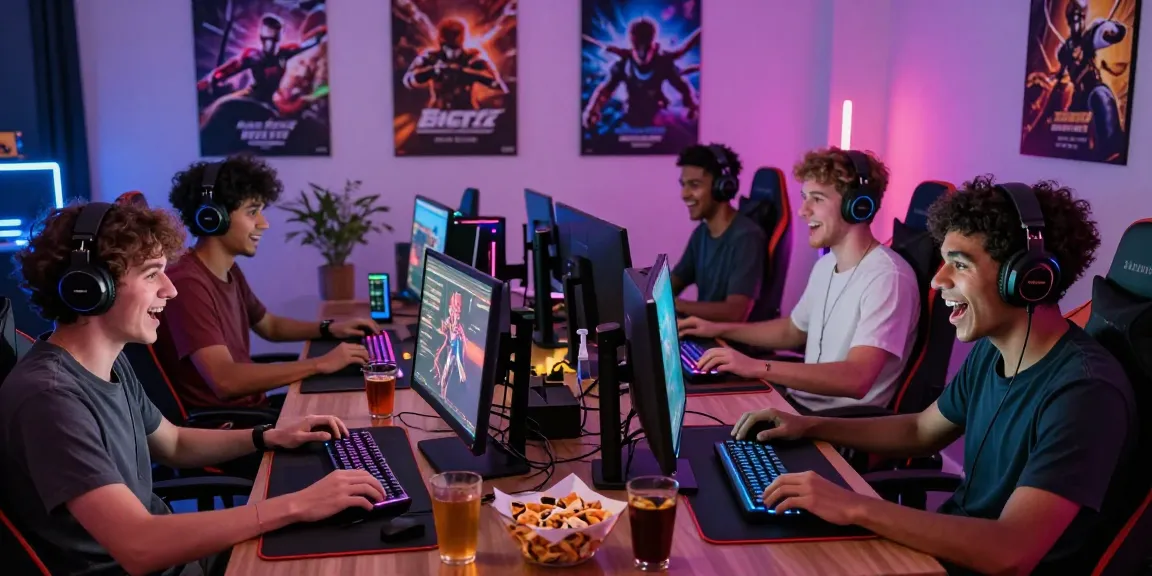 Engaged gamers exploring cika4d's online platform in a dynamic gaming setup.